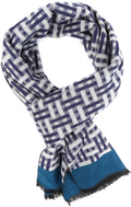 Sakkas Jiel Long Wide Classic Multi Colored Pattern UniSex Cashmere Feel Scarf#color_Navy