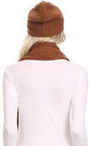 Sakkas Balencia Cool Girl Long Wide Soft Fur Lined Infinity Scarf Beanie Hat Set