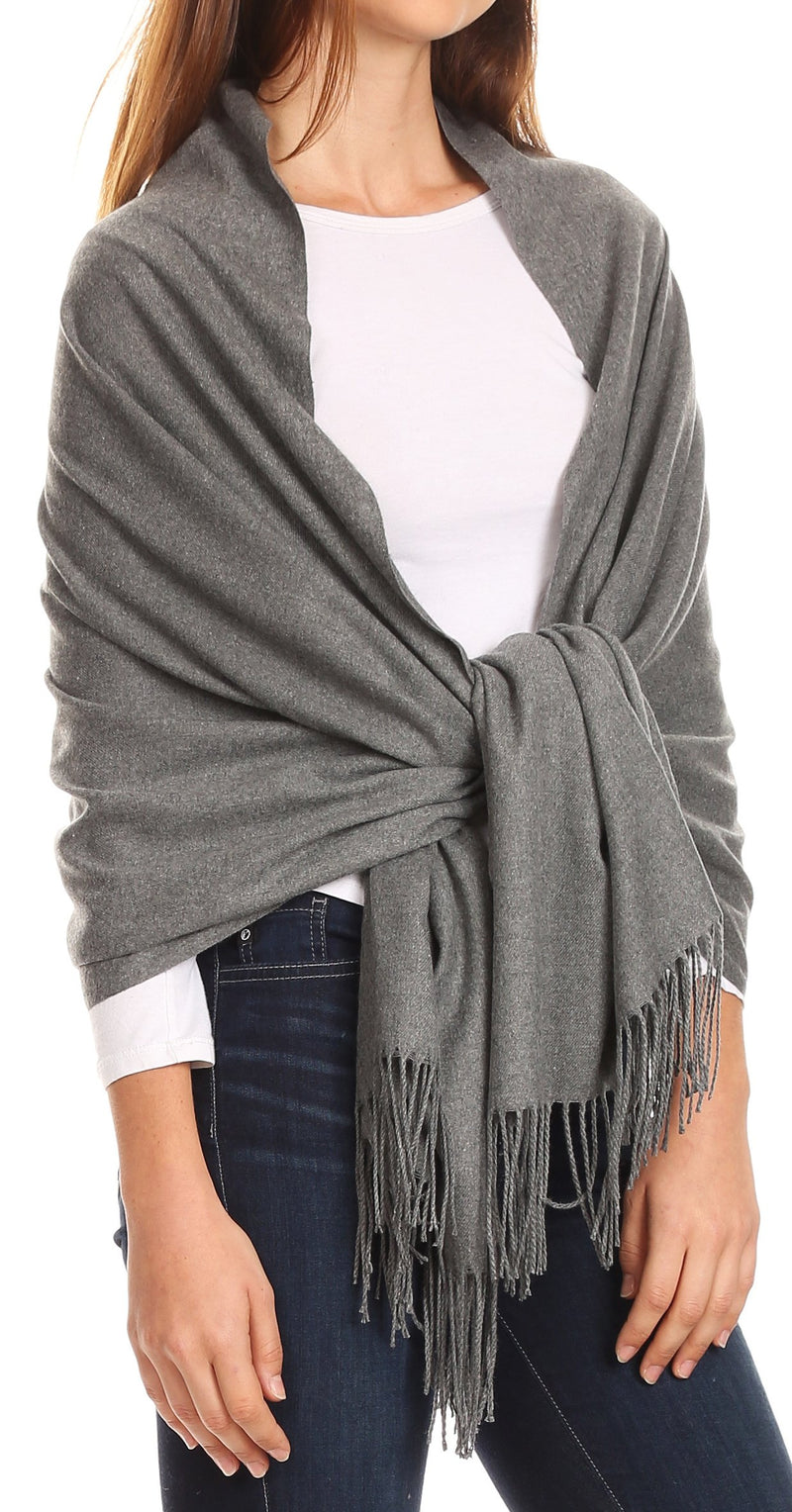 Sakkas Iris Warm Super Soft Cashmere Feel Pashmina Shawl  / Scarf with Fringes