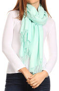 Sakkas Iris Warm Super Soft Cashmere Feel Pashmina Shawl  / Scarf with Fringes#color_Green/Mint