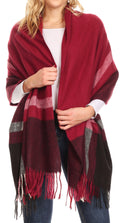 Sakkas Iris Warm Super Soft Cashmere Feel Pashmina Shawl  / Scarf with Fringes#color_Grey / Black / Red