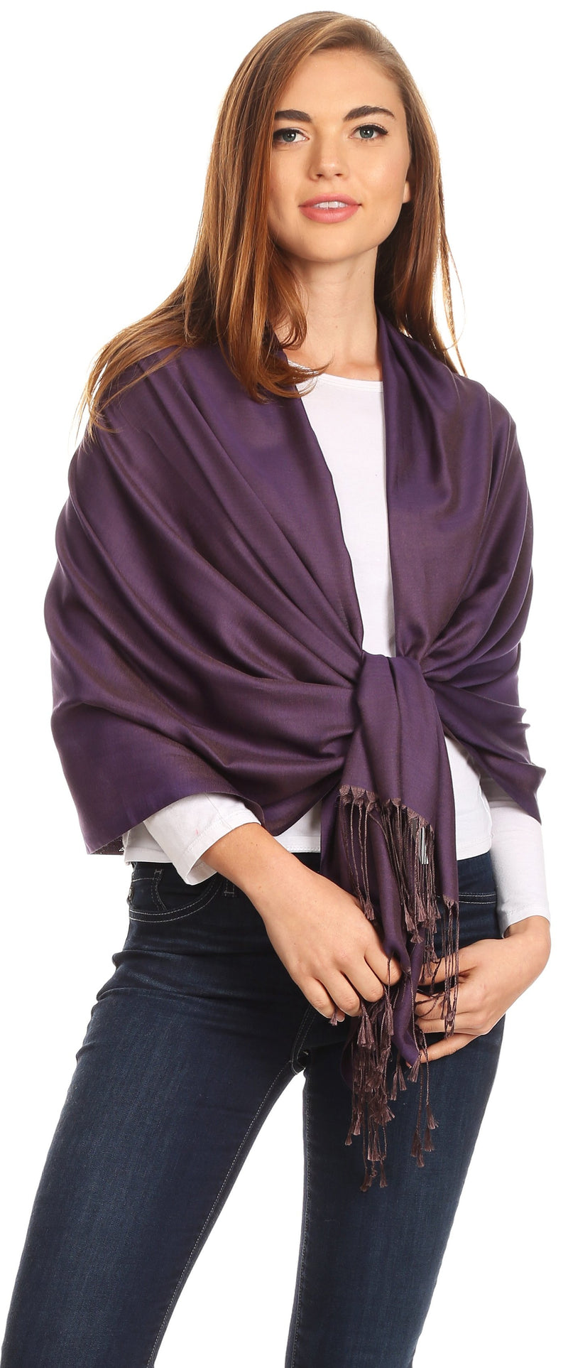 Sakkas Carine Reversible Soft Solid Slight Shimmer Pashmina/ Shawl/ Wrap/ Stole