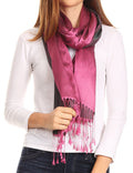 Sakkas Carine Reversible Soft Solid Slight Shimmer Pashmina/ Shawl/ Wrap/ Stole#color_Fuchsia