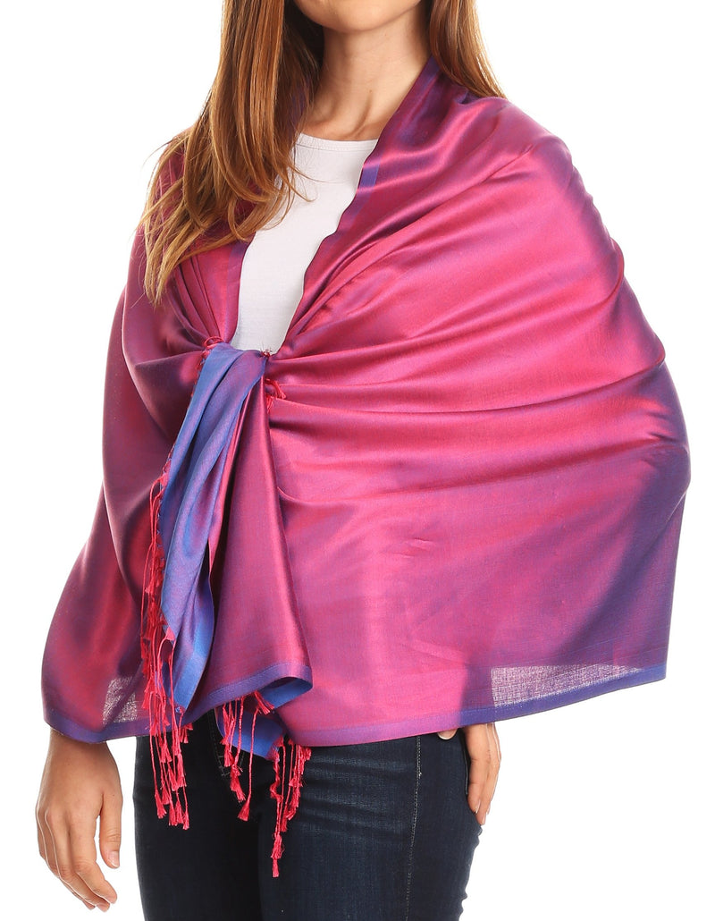 Sakkas Carine Reversible Soft Solid Slight Shimmer Pashmina/ Shawl/ Wrap/ Stole