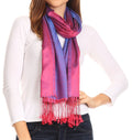 Sakkas Carine Reversible Soft Solid Slight Shimmer Pashmina/ Shawl/ Wrap/ Stole#color_Pink/Blue