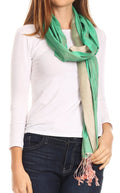 Sakkas Carine Reversible Soft Solid Slight Shimmer Pashmina/ Shawl/ Wrap/ Stole#color_Salmon/Mint