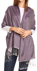 Sakkas Carine Reversible Soft Solid Slight Shimmer Pashmina/ Shawl/ Wrap/ Stole#color_Silver/Purple