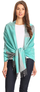 Sakkas Nicola Reversible Warm and Soft Unisex Scarf Stole Wrap Solid Color-block