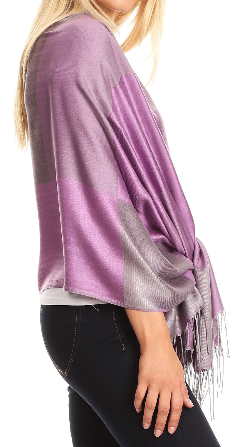Sakkas Nicola Reversible Warm and Soft Unisex Scarf Stole Wrap Solid Color-block