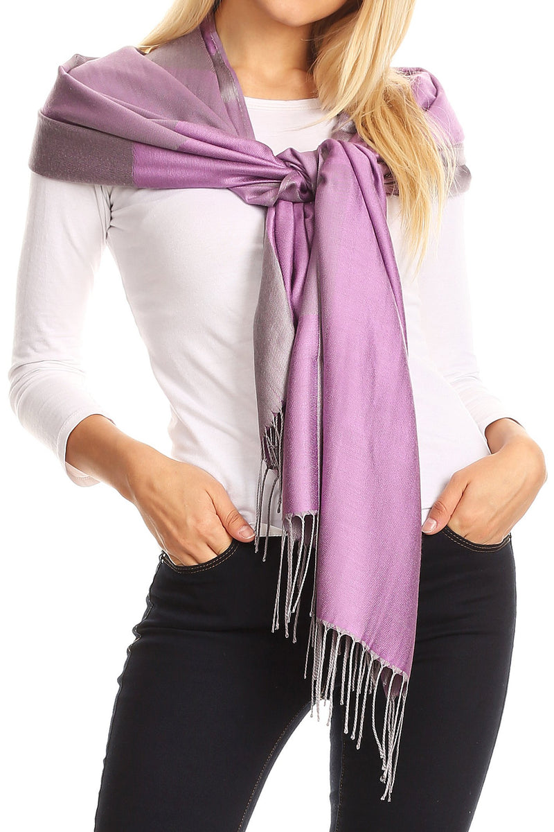 Sakkas Nicola Reversible Warm and Soft Unisex Scarf Stole Wrap Solid Color-block
