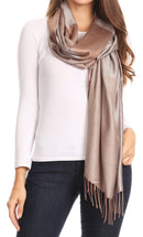 Sakkas Nicola Reversible Warm and Soft Unisex Scarf Stole Wrap Solid Color-block