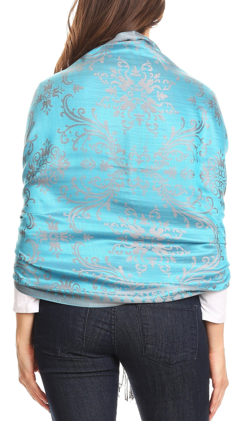 Sakkas Luna Reversible Tile Brocade Scarf Shawl Wrap Stole Soft and Warm