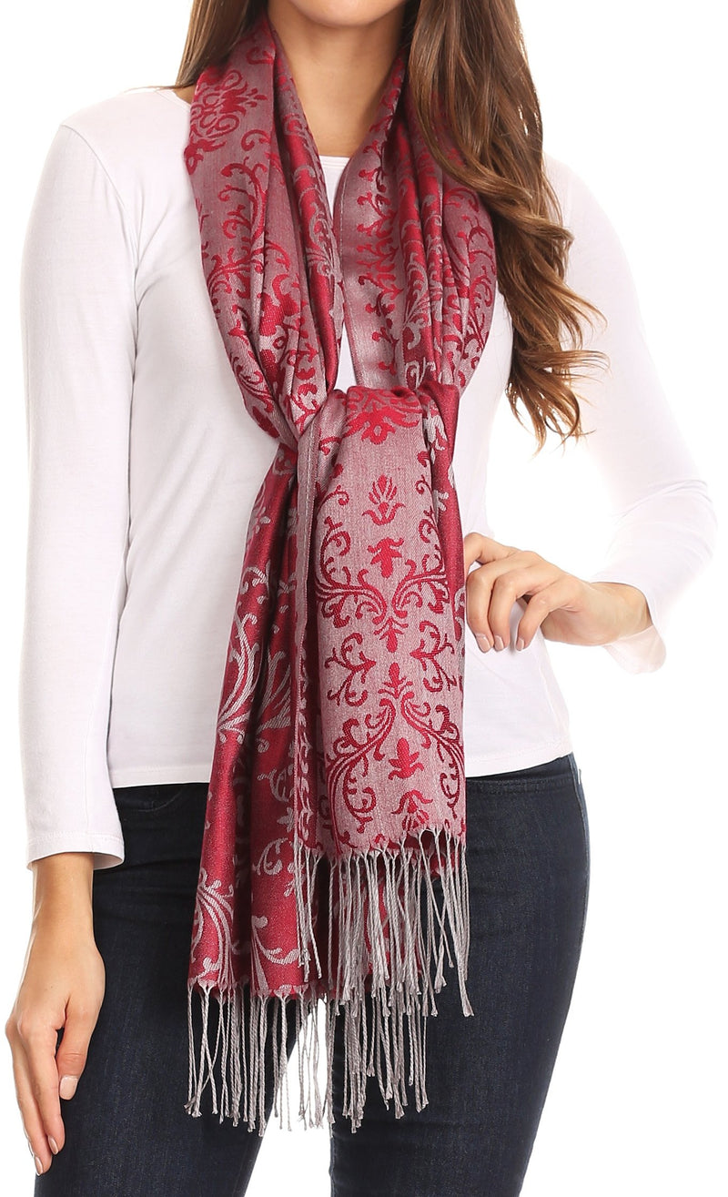 Sakkas Luna Reversible Tile Brocade Scarf Shawl Wrap Stole Soft and Warm