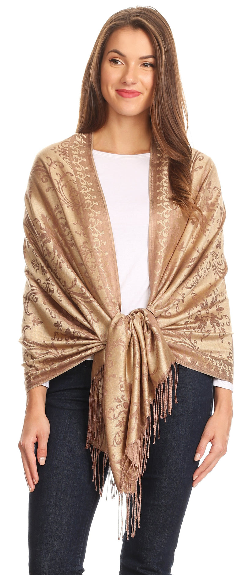 Sakkas Luna Reversible Tile Brocade Scarf Shawl Wrap Stole Soft and Warm