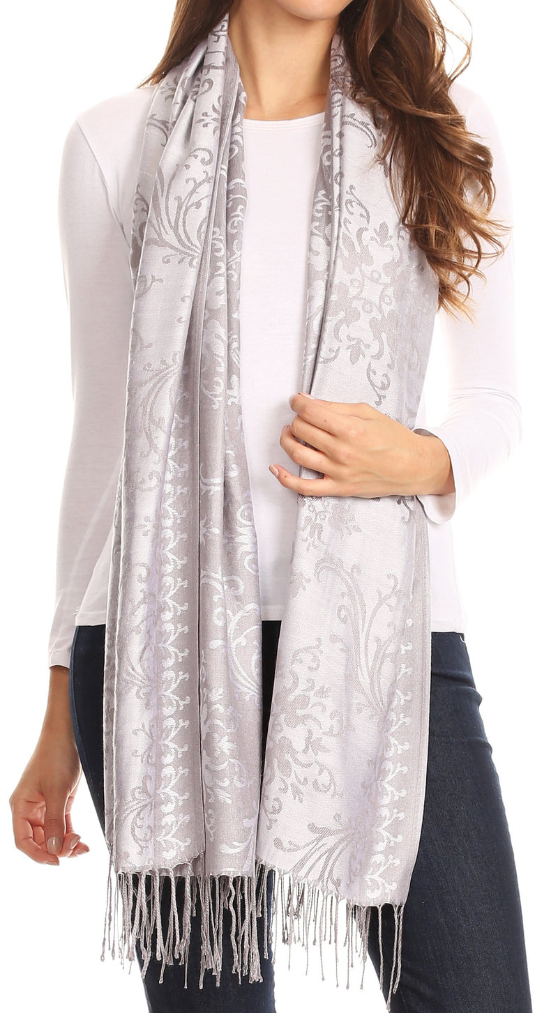 Sakkas Luna Reversible Tile Brocade Scarf Shawl Wrap Stole Soft and Warm