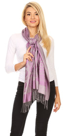 Sakkas Mia Reversible Brocade Paisley Scarf Wrap Shawl Soft and Light