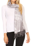 Sakkas Salome  Reversible Silky soft Wrap Shawl Scarf with Lovely Floral Brocade