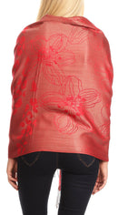 Sakkas Salome  Reversible Silky soft Wrap Shawl Scarf with Lovely Floral Brocade