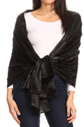 Sakkas Litta Women's Brocade Evening Shawl Wrap Head Scarf Large Soft Wedding#color_BlackFloral