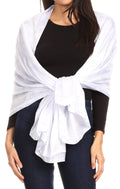 Sakkas Litta Women's Brocade Evening Shawl Wrap Head Scarf Large Soft Wedding#color_WhitePaisley