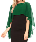 Sakkas Anya Women's Soft Chiffon Wedding Bridesmaid Bridal Cape Wrap Bolero Shrug#color_Green