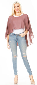 Sakkas Anya Women's Soft Chiffon Wedding Bridesmaid Bridal Cape Wrap Bolero Shrug