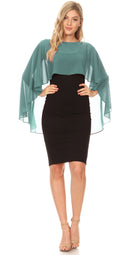 Sakkas Anya Women's Soft Chiffon Wedding Bridesmaid Bridal Cape Wrap Bolero Shrug