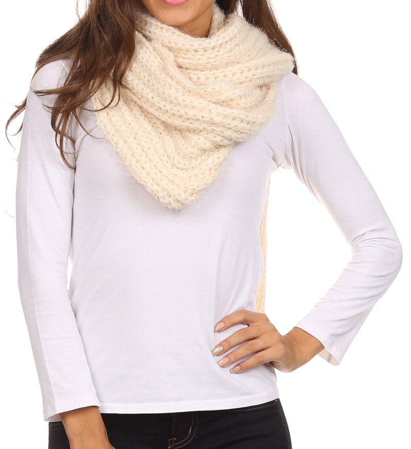 Sakkas Grecia Women's Solid Long Extra Soft Textured Winter Scarf