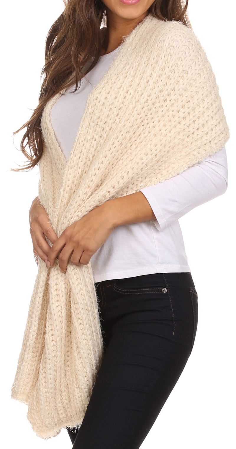 Sakkas Grecia Women's Solid Long Extra Soft Textured Winter Scarf