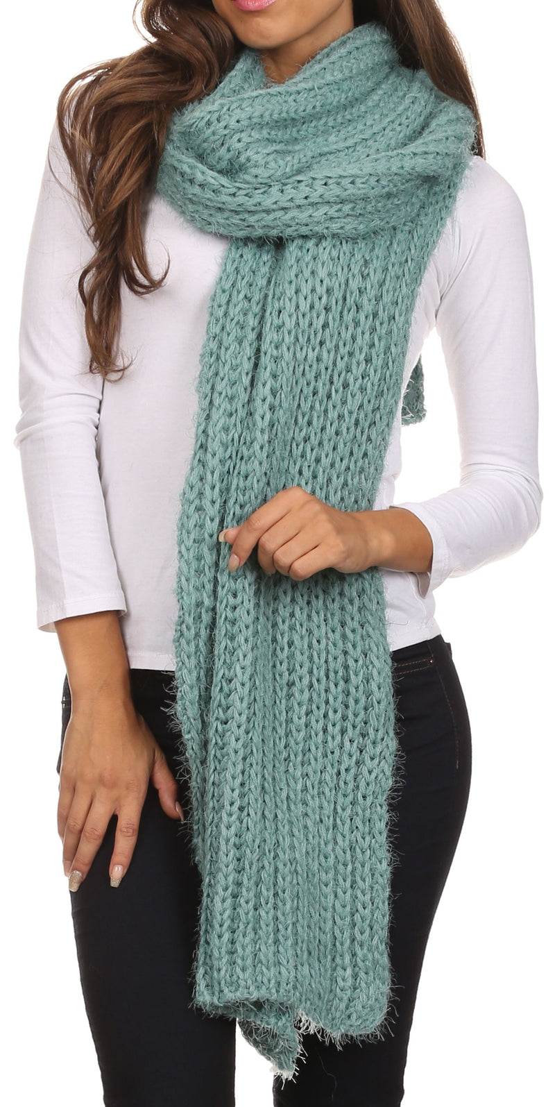 Sakkas Grecia Women's Solid Long Extra Soft Textured Winter Scarf