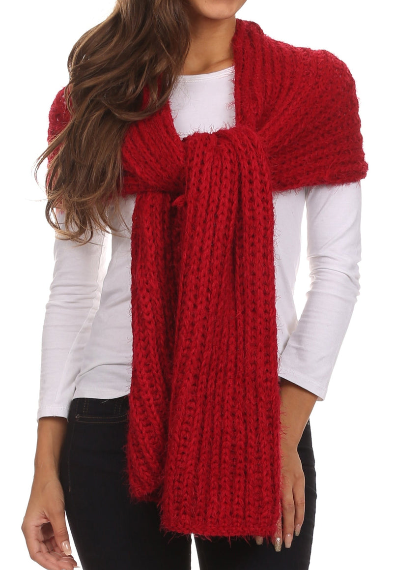 Sakkas Grecia Women's Solid Long Extra Soft Textured Winter Scarf
