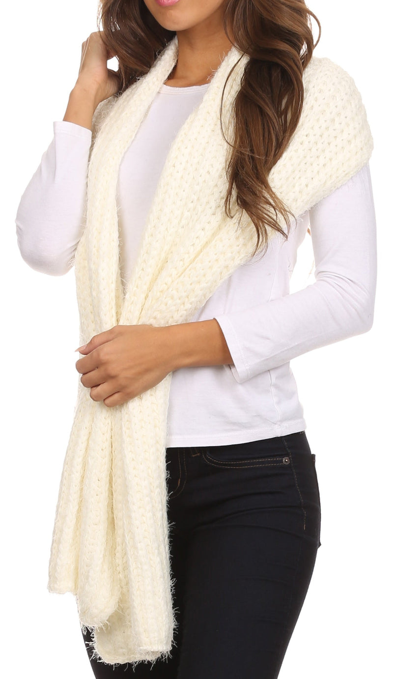 Sakkas Grecia Women's Solid Long Extra Soft Textured Winter Scarf