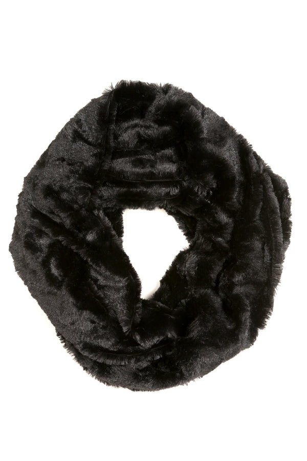 Sakkas Abhy  Soft Fall Winter Furry Infinity Wrap Scarf#color_ 1-Black 