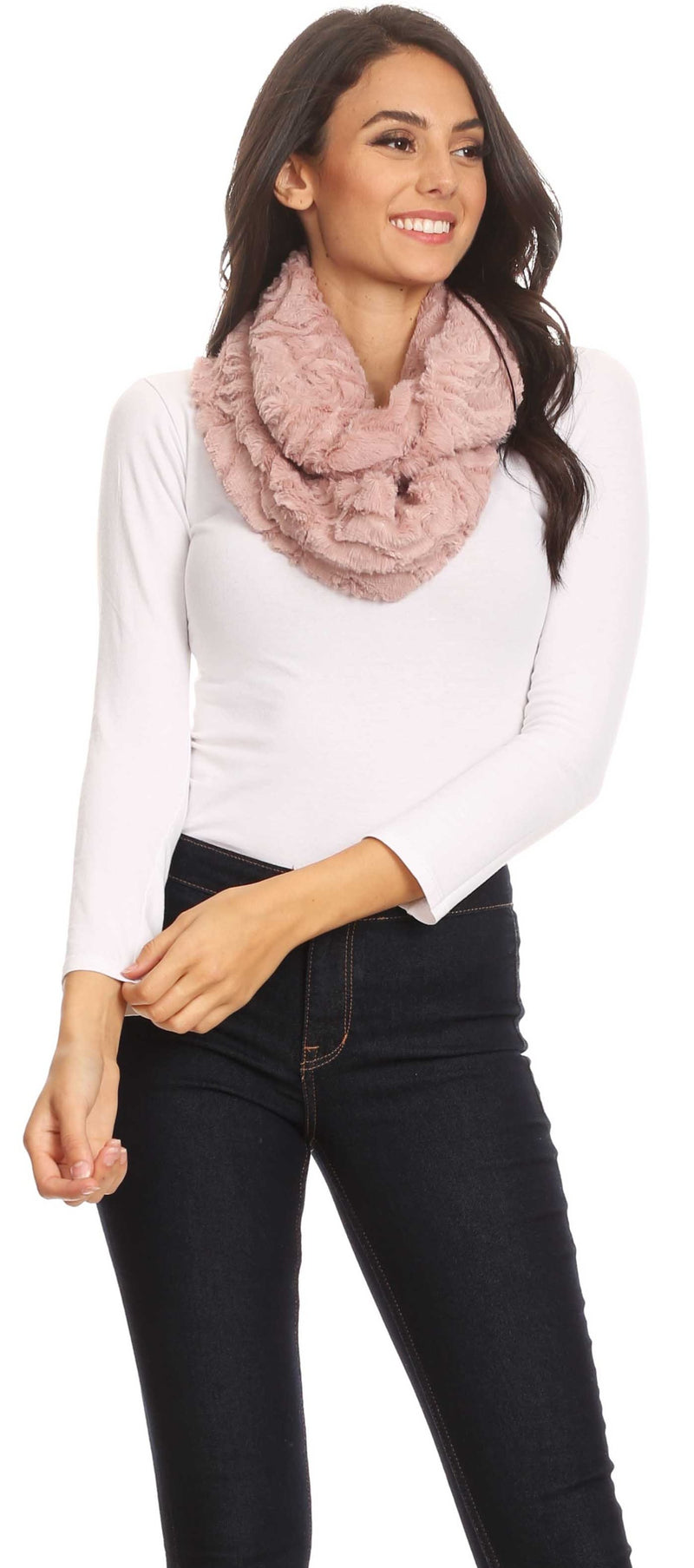 Sakkas Abhy  Soft Fall Winter Furry Infinity Wrap Scarf