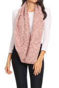 Sakkas Abhy  Soft Fall Winter Furry Infinity Wrap Scarf#color_5-Rose