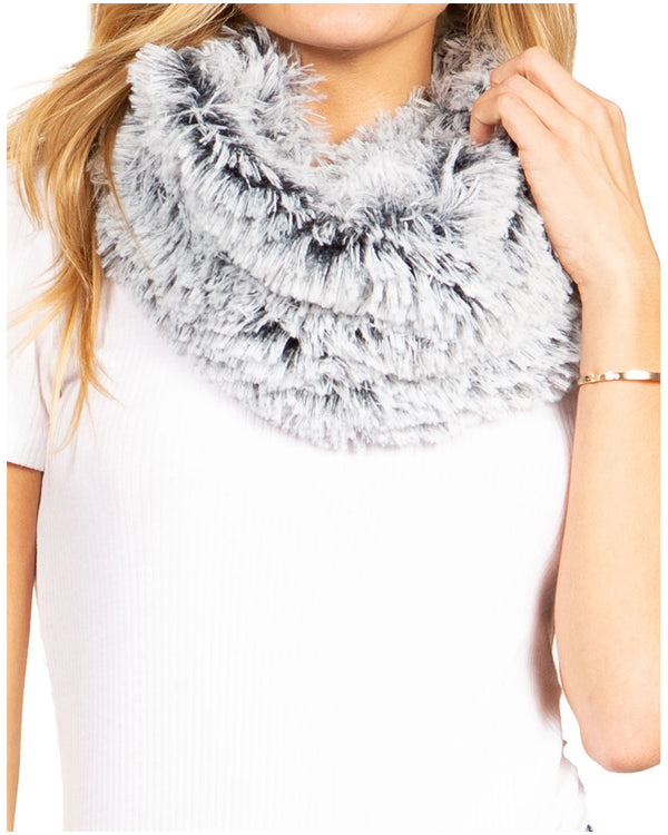 Sakkas Abir Soft Furry Reversible Short Twist Wrap Around Infinity Scarf#color_1-Black