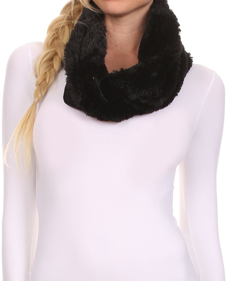 Sakkas Abir Soft Furry Reversible Short Twist Wrap Around Infinity Scarf