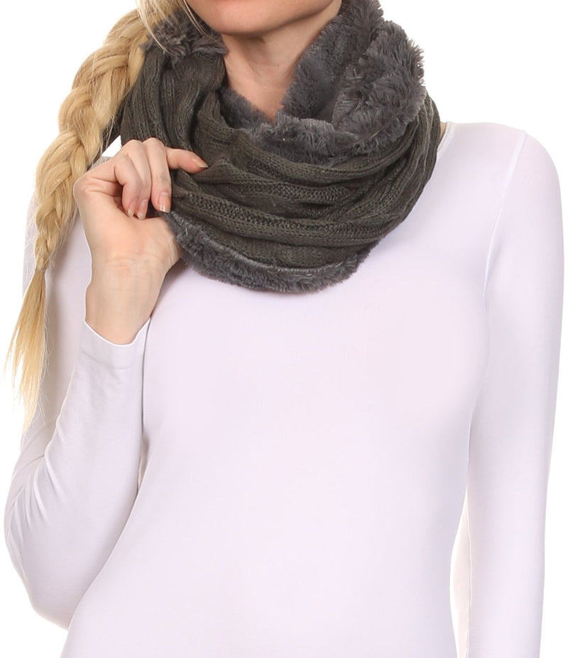 Sakkas Abir Soft Furry Reversible Short Twist Wrap Around Infinity Scarf