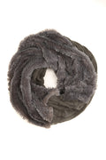 Sakkas Abir Soft Furry Reversible Short Twist Wrap Around Infinity Scarf#color_2-Charcoal