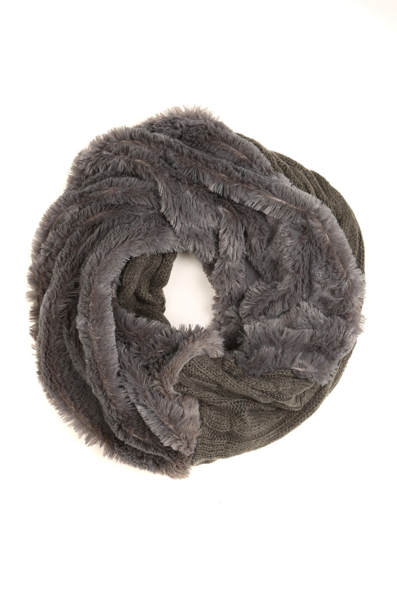 Sakkas Abir Soft Furry Reversible Short Twist Wrap Around Infinity Scarf