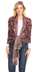 Sakkas Gianna Women's Silky Soft Reversible Floral Woven Pashmina Scarf Shawl Wrap