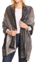 Sakkas Marga Women's Silky Soft Reversible Paisley Woven Pashmina Scarf Shawl Wrap#color_Grey