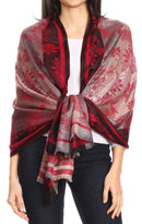 Sakkas Serina Women's Silky Soft Reversible Floral Woven Pashmina Scarf Shawl Wrap