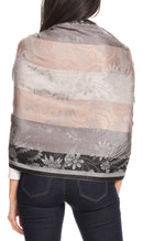 Sakkas Serina Women's Silky Soft Reversible Floral Woven Pashmina Scarf Shawl Wrap