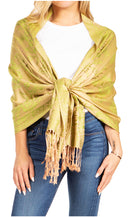 Sakkas Damari Women's Silky Soft Reversible Border Woven Pashmina Scarf Shawl Wrap