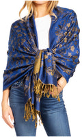 Sakkas Alessa Women's Silky Soft Reversible PaisleyPrint Pashmina Scarf Shawl Wrap#color_23-D5-Blue