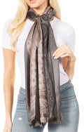 Sakkas Alessa Women's Silky Soft Reversible PaisleyPrint Pashmina Scarf Shawl Wrap#color_Grey