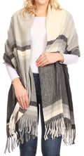 Sakkas Martinna Women's Winter Warm Super Soft and Light Pattern Shawl Scarf Wrap#color_Black/gray 