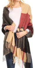 Sakkas Martinna Women's Winter Warm Super Soft and Light Pattern Shawl Scarf Wrap#color_Burgundy/black 