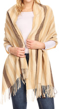 Sakkas Martinna Women's Winter Warm Super Soft and Light Pattern Shawl Scarf Wrap#color_Camel/ivory 